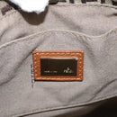FENDI Zucchino Canvas Hand Bag Brown Gold Auth sw308-17