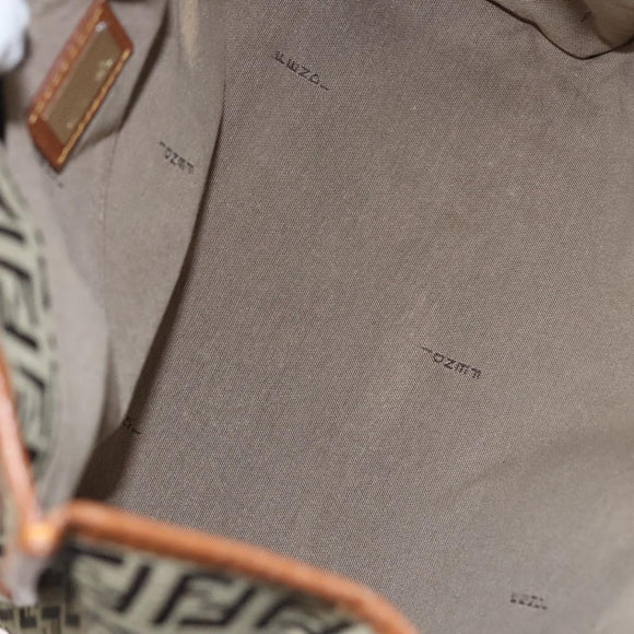 FENDI Zucchino Canvas Hand Bag Brown Gold Auth sw308