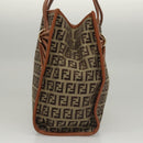 FENDI Zucchino Canvas Hand Bag Brown Gold Auth sw308-3