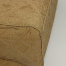 Christian Dior Lady Dior Hand Bag Nylon Plastic Beige Silver Auth sw312-14