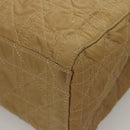 Christian Dior Lady Dior Hand Bag Nylon Plastic Beige Silver Auth sw312-15