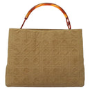 Christian Dior Lady Dior Hand Bag Nylon Plastic Beige Silver Auth sw312-13
