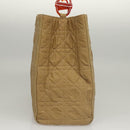 Christian Dior Lady Dior Hand Bag Nylon Plastic Beige Silver Auth sw312-4
