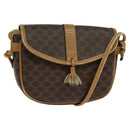 CELINE Macadam Canvas Shoulder Bag PVC Leather Brown Gold Auth sw330-1