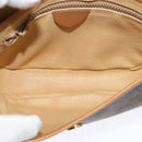 CELINE Macadam Canvas Shoulder Bag PVC Leather Brown Gold Auth sw330-11