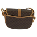 CELINE Macadam Canvas Shoulder Bag PVC Leather Brown Gold Auth sw330-2
