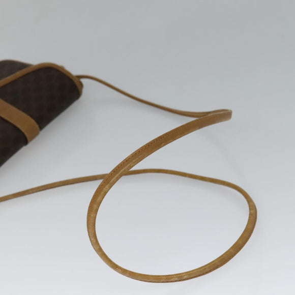 CELINE Macadam Canvas Shoulder Bag PVC Leather Brown Gold Auth sw330