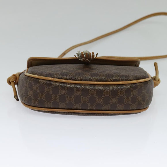 CELINE Macadam Canvas Shoulder Bag PVC Leather Brown Gold Auth sw330