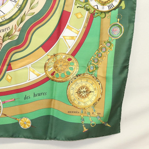 HERMES Carre 90 Scarf ""Parmi les fleurs je compte les heures"" Silk Auth sw335