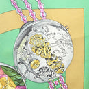 HERMES Carre 90 Scarf ""Parmi les fleurs je compte les heures"" Silk Auth sw335-14