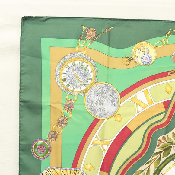 HERMES Carre 90 Scarf ""Parmi les fleurs je compte les heures"" Silk Auth sw335