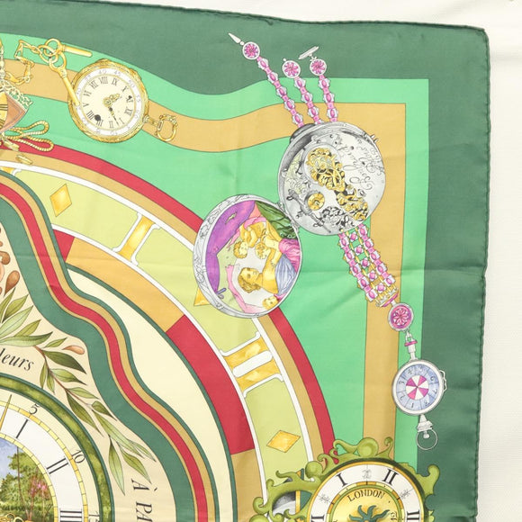 HERMES Carre 90 Scarf ""Parmi les fleurs je compte les heures"" Silk Auth sw335
