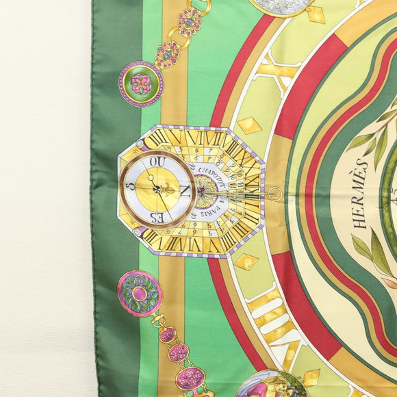 HERMES Carre 90 Scarf ""Parmi les fleurs je compte les heures"" Silk Auth sw335