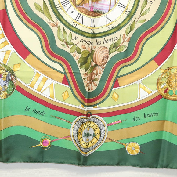HERMES Carre 90 Scarf ""Parmi les fleurs je compte les heures"" Silk Auth sw335