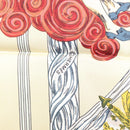 HERMES Carre 90 Scarf ""Au FIL de la SOIE"" Silk Beige Auth sw338-11