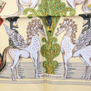 HERMES Carre 90 Scarf ""Au FIL de la SOIE"" Silk Beige Auth sw338-13