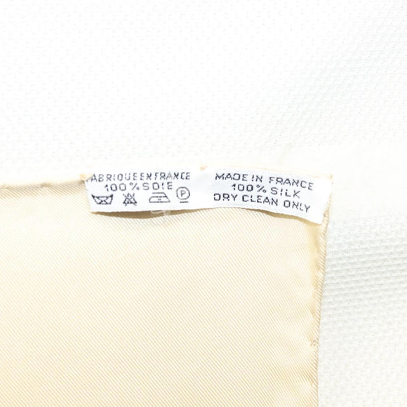 HERMES Carre 90 Scarf ""Au FIL de la SOIE"" Silk Beige Auth sw338