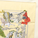 HERMES Carre 90 Scarf ""Au FIL de la SOIE"" Silk Beige Auth sw338-4