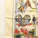 HERMES Carre 90 Scarf ""Au FIL de la SOIE"" Silk Beige Auth sw338-5