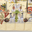 HERMES Carre 90 Scarf ""Au FIL de la SOIE"" Silk Beige Auth sw338-9