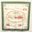 HERMES Carre 90 Scarf ""L’HIVER EN POSTE"" Silk Green Auth sw343-13