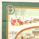 HERMES Carre 90 Scarf ""L’HIVER EN POSTE"" Silk Green Auth sw343-2