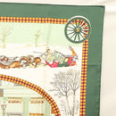 HERMES Carre 90 Scarf ""L’HIVER EN POSTE"" Silk Green Auth sw343-4