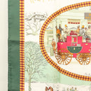 HERMES Carre 90 Scarf ""L’HIVER EN POSTE"" Silk Green Auth sw343-5