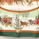 HERMES Carre 90 Scarf ""L’HIVER EN POSTE"" Silk Green Auth sw343-9
