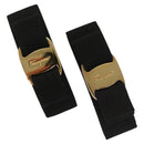 Salvatore Ferragamo Valletta Cotton 2Set Black Gold Auth sw374-1