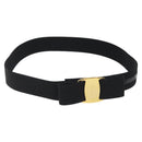 Salvatore Ferragamo Vala Belt Canvas 37.4"" Black Auth sw379-1