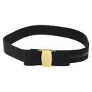 Salvatore Ferragamo Vala Belt Canvas 37.4"" Black Auth sw379-2