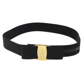 Salvatore Ferragamo Vala Belt Canvas 37.4"" Black Auth sw379 - 0
