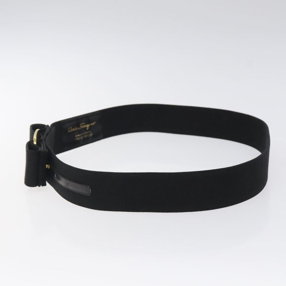 Salvatore Ferragamo Vala Belt Canvas 37.4"" Black Auth sw379