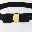 Salvatore Ferragamo Vala Belt Canvas 37.4"" Black Auth sw379-6