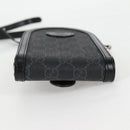 GUCCI GG Supreme Phone Holder Shoulder Bag PVC Black Silver 724357 Auth sw385M-5
