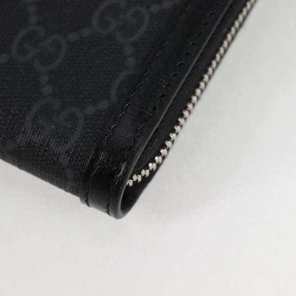 GUCCI GG Supreme Phone Holder Shoulder Bag PVC Black Silver 724357 Auth sw385AM