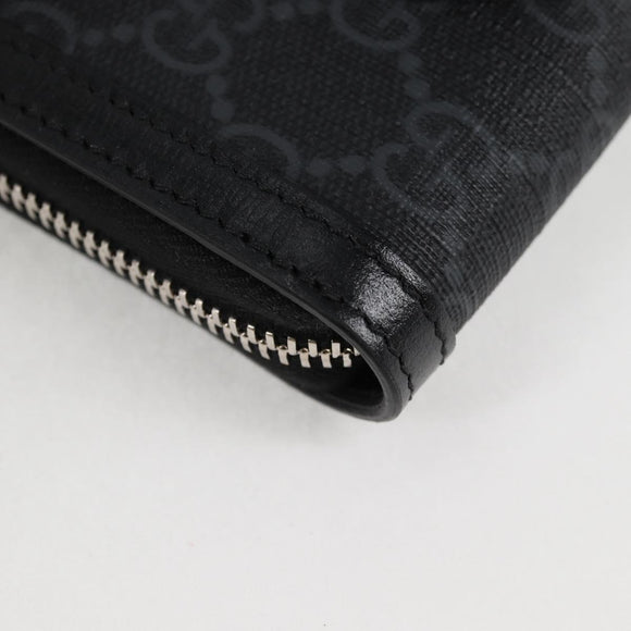 GUCCI GG Supreme Phone Holder Shoulder Bag PVC Black Silver 724357 Auth sw385AM