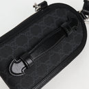 GUCCI GG Supreme Phone Holder Shoulder Bag PVC Black Silver 724357 Auth sw385AM-21