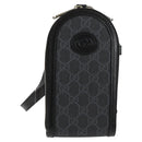 GUCCI GG Supreme Phone Holder Shoulder Bag PVC Black Silver 724357 Auth sw385M-1