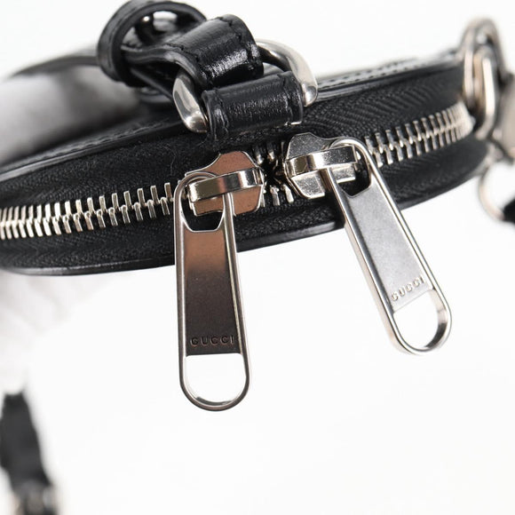 GUCCI GG Supreme Phone Holder Shoulder Bag PVC Black Silver 724357 Auth sw385AM