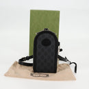 GUCCI GG Supreme Phone Holder Shoulder Bag PVC Black Silver 724357 Auth sw385AM-12