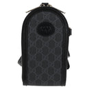GUCCI GG Supreme Phone Holder Shoulder Bag PVC Black Silver 724357 Auth sw385M-13