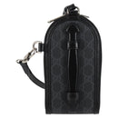 GUCCI GG Supreme Phone Holder Shoulder Bag PVC Black Silver 724357 Auth sw385AM-2
