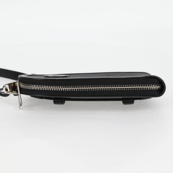 GUCCI GG Supreme Phone Holder Shoulder Bag PVC Black Silver 724357 Auth sw385M