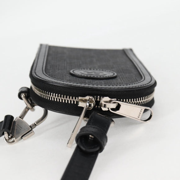 GUCCI GG Supreme Phone Holder Shoulder Bag PVC Black Silver 724357 Auth sw385M