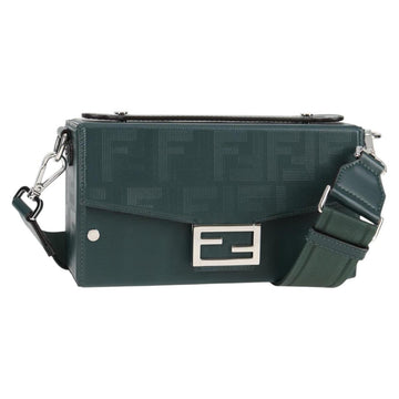 FENDI Zucca Canvas Baguette Soft Trunk Hand Bag Leather 2way Green Auth sw386AM