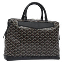 GOYARD Herringbone Zizalban Document Case PVC Leather Black Silver Auth sw388SM-1