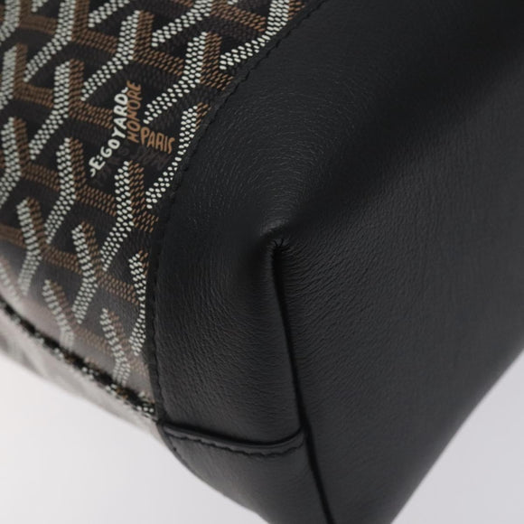 GOYARD Herringbone Zizalban Document Case PVC Leather Black Silver Auth sw388SM