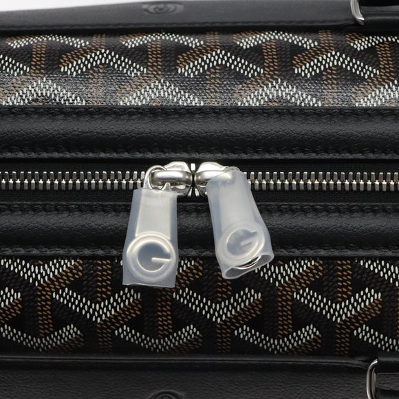 GOYARD Herringbone Zizalban Document Case PVC Leather Black Silver Auth sw388SM